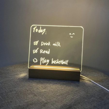 Light Message Writing Board Notepad with Marker Pen Home Bedroom Creative Memo Writing Plate Table Lamp LED Note Board Acrylic Dry Erase Board with Light Light up Dry Erase Board with Stand as a Glow Memo LED