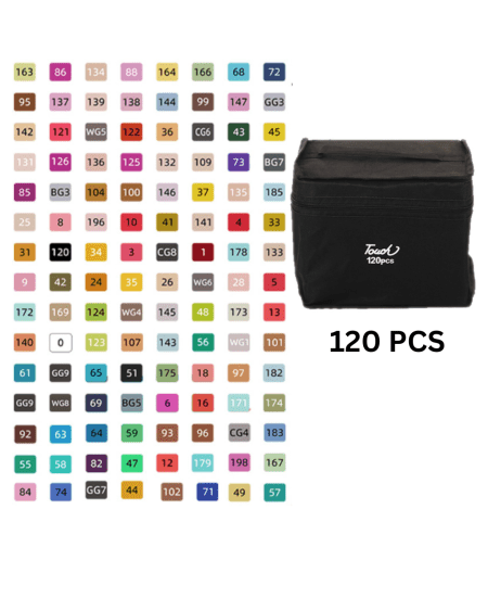 Alcohol Based Marker with Case, Dual Brush Tip Permanent Art Markers for Book Painting Card Making Coloring Illustrations Sketch - 120 Pcs