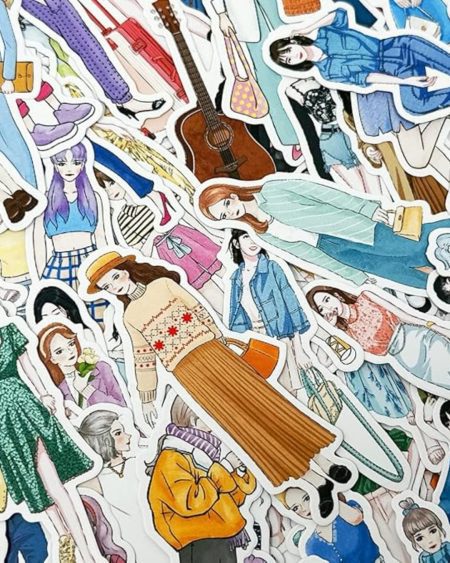 51pcs/pack Cute Cartoon Girl Character Fashion Dressing Stickers Girl  Luggage Decoration Journal Stickers