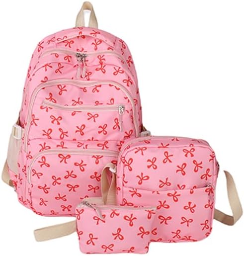 Pink & Red Bow Patter 3 pcs set Backpack for Women - Image 2