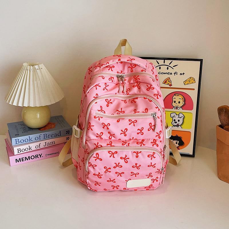 Pink & Red Bow Patter 3 pcs set Backpack for Women - Image 7