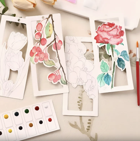 10pcs DIY Bookmark Watercolour Painting Set